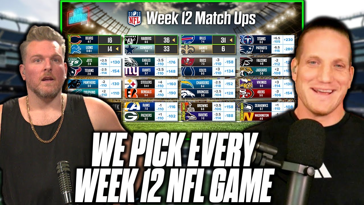 Pat McAfee & AJ Hawk Pick & Predict EVERY Week 12 NFL Sunday Game ...