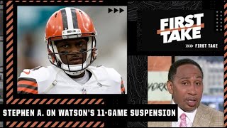 Stephen A. reacts to Deshaun Watson’s 11-game suspension after agreement by NFL & NFLPA | First Take