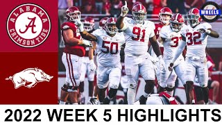 #2 Alabama vs #20 Arkansas Highlights | College Football Week 5 | 2022 College Football Highlights