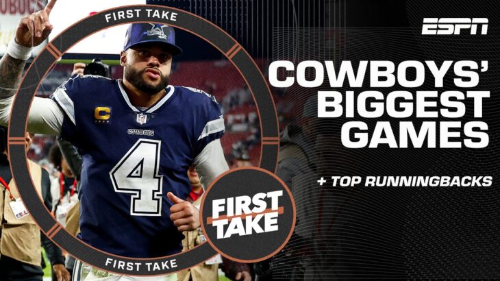 🏈 NFL Round Up 🏈 Cowboys’ biggest games + RB top picks | First Take