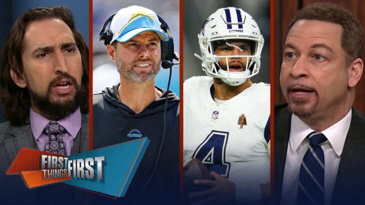 Chargers fire Brandon Staley, Bills favored vs Cowboys, Wildes apologizes | NFL | FIRST THINGS FIRST