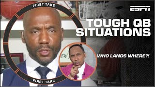 Stephen A. CHECKS Louis Riddick over the NFL franchises in TOUGH QB situations  👀 | First Take