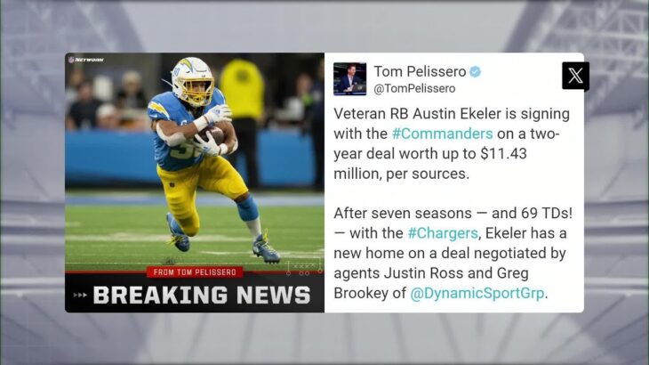 Commanders agree to terms with Austin Ekeler on two-year, $11.43M deal