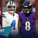 Cowboys confident in Super Bowl odds w/ Dak, Have Faith in Lamar Jackson? | NFL | FIRST THINGS FIRST