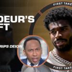 SLIDE SEEN ’ROUND THE WORLD 🌎 Stephen A.‘s blaming Shedeur’s draft fall on Deion 👀 | First Take