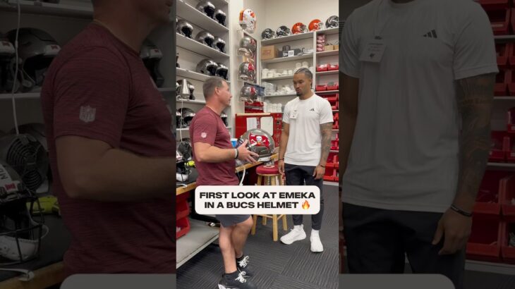 Pewter looks good on you, Emeka Egbuka 😮‍💨🔥 #behindthescene #helmet #buccaneers #locker #nfl