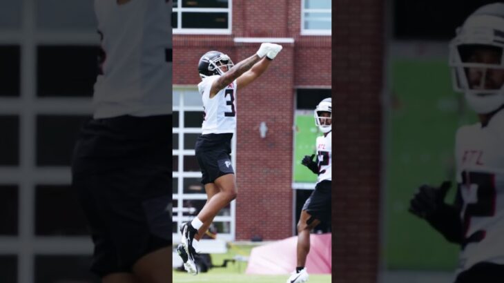 Xavier Watts looking smooth on a INT drill in camp #nfl #falcons #notredame #football